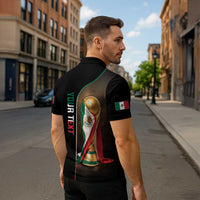 Personalized Mexico Football 2026 Zipper Polo Shirt Trophy Flag Pride Art