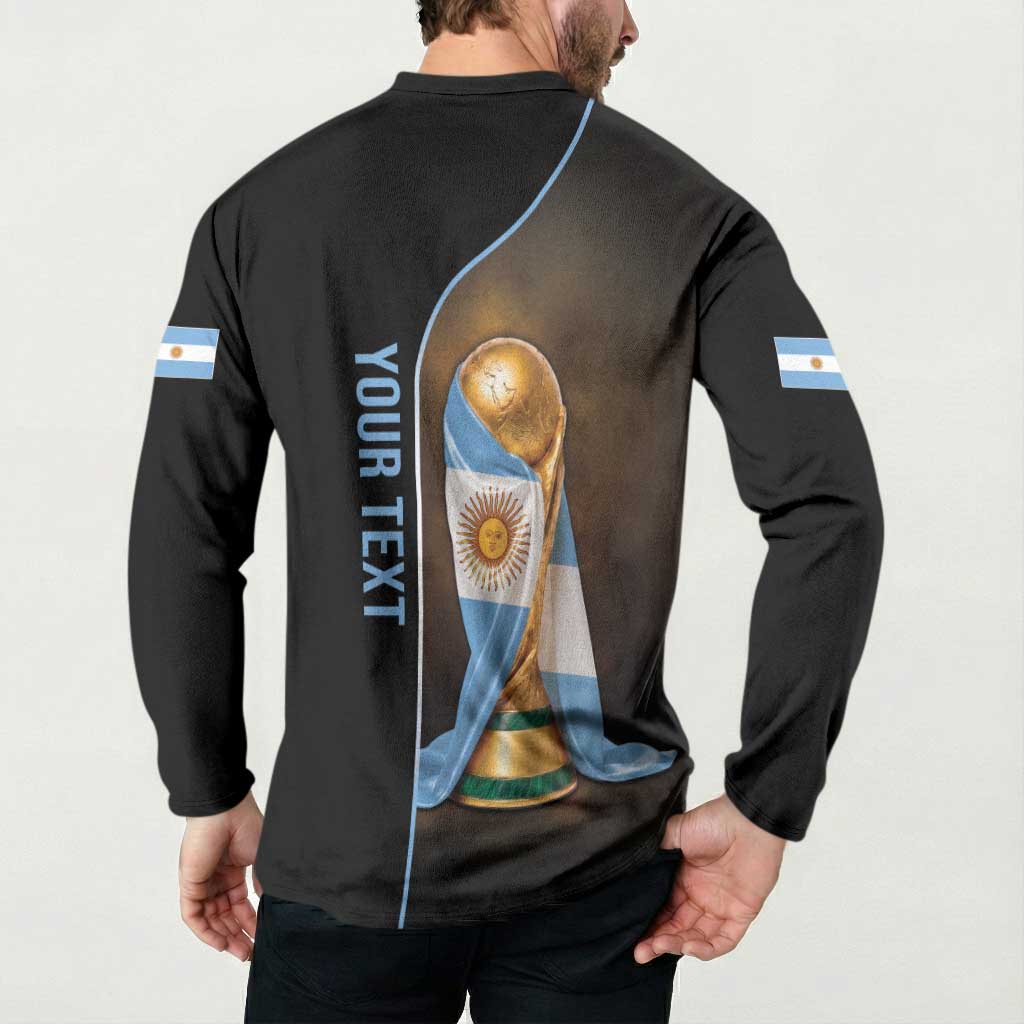 Personalized Argentina Football 2026 Button Sweatshirt Trophy Flag Pride Art
