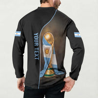 Personalized Argentina Football 2026 Button Sweatshirt Trophy Flag Pride Art