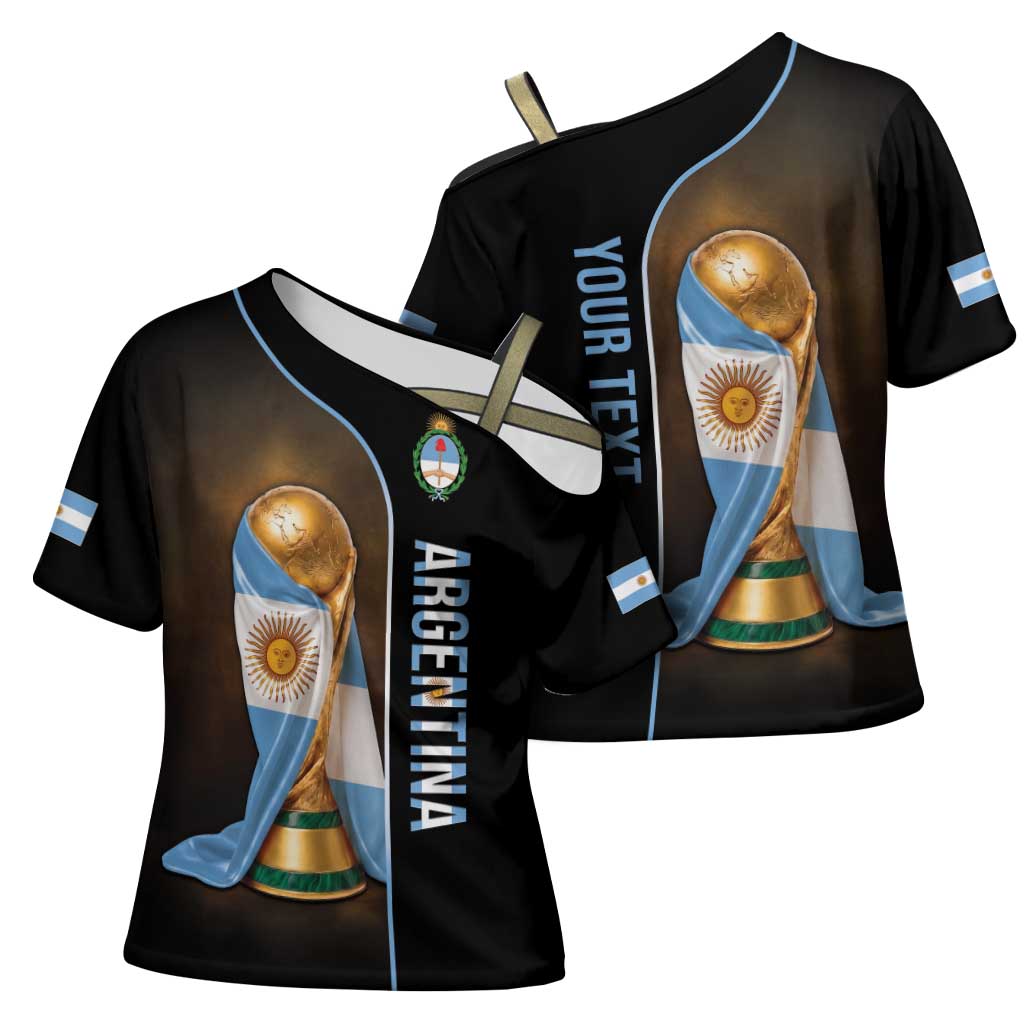 Personalized Argentina Football 2026 Cross Shoulder Shirt Trophy Flag Pride Art
