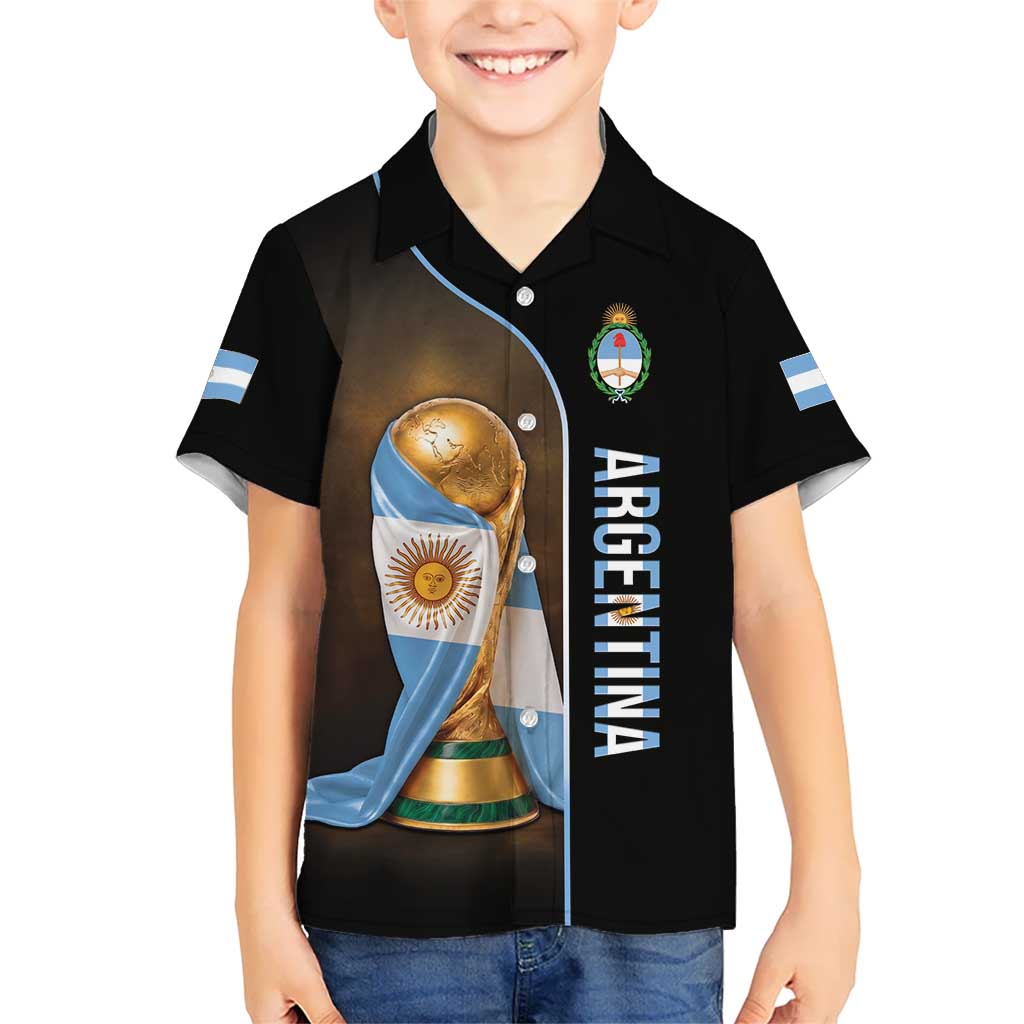 Personalized Argentina Football 2026 Kid Hawaiian Shirt Trophy Flag Pride Art