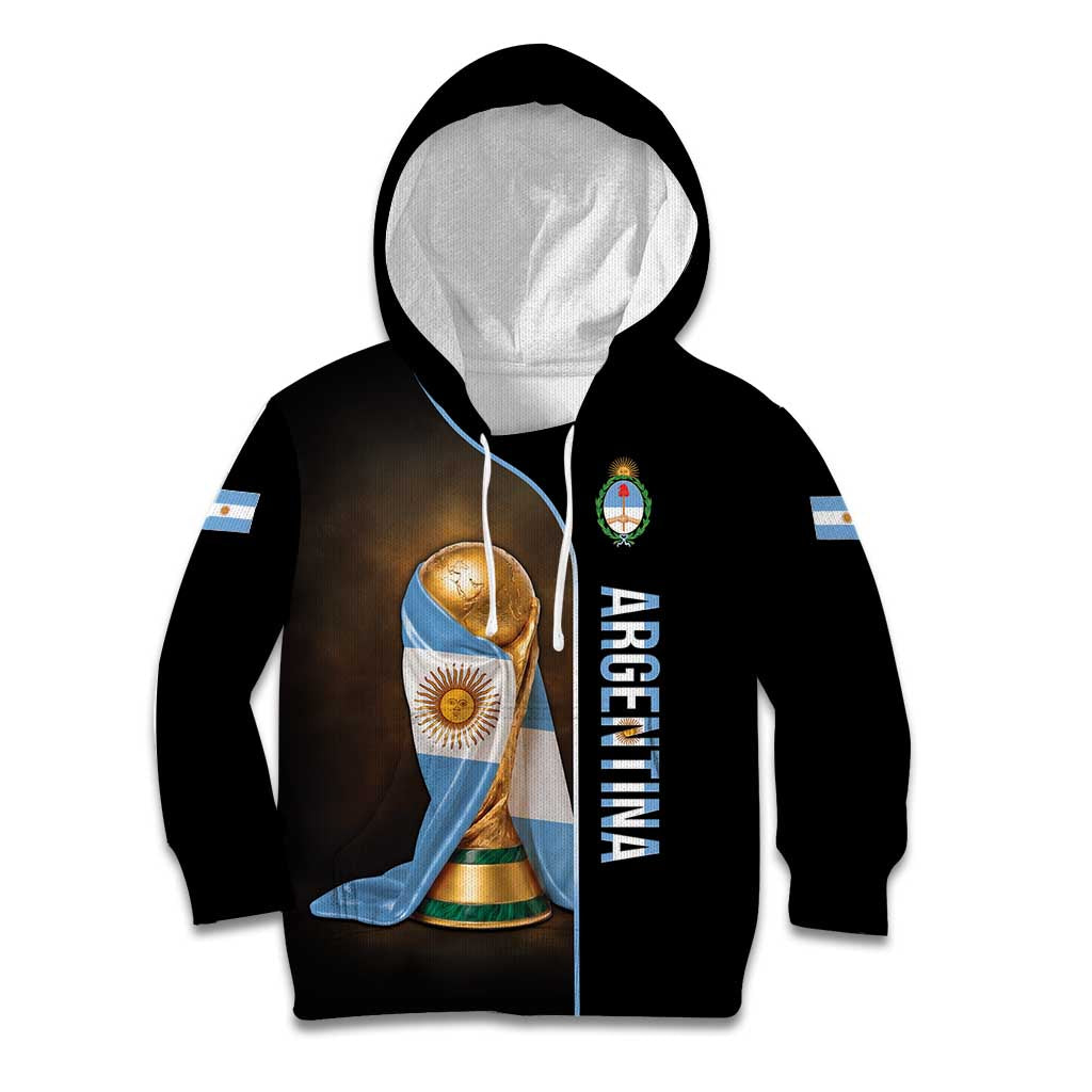 Personalized Argentina Football 2026 Kid Hoodie Trophy Flag Pride Art