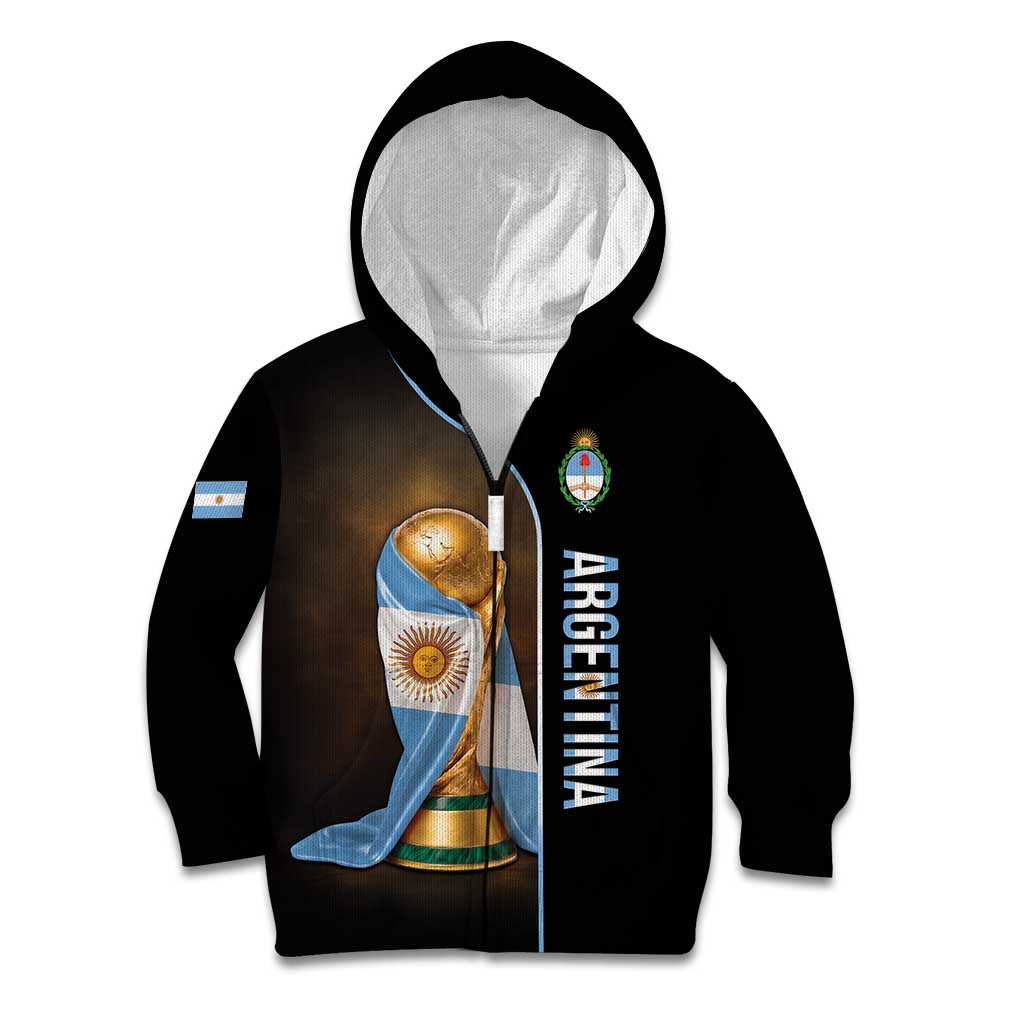 Personalized Argentina Football 2026 Kid Hoodie Trophy Flag Pride Art