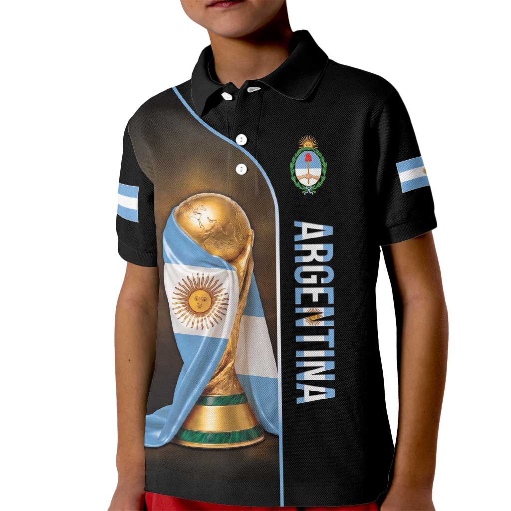 Personalized Argentina Football 2026 Kid Polo Shirt Trophy Flag Pride Art