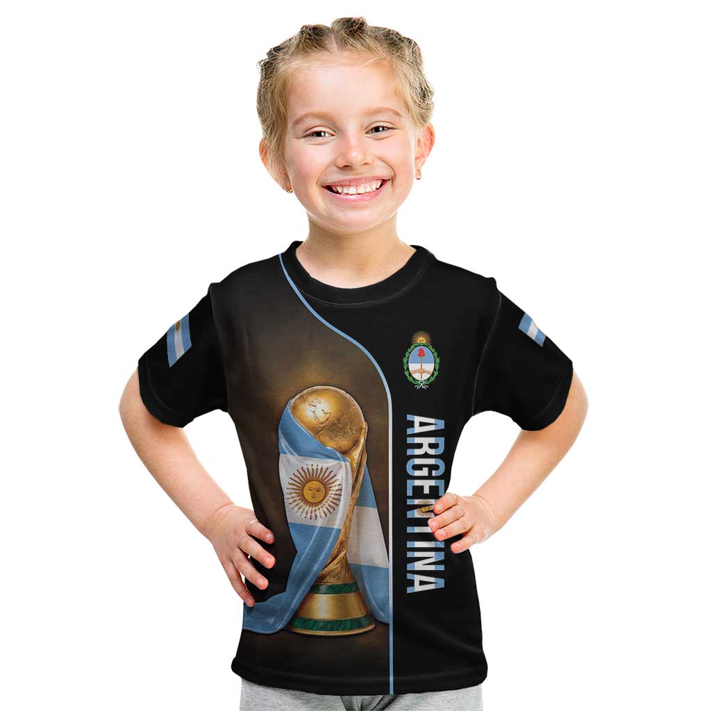 Personalized Argentina Football 2026 Kid T Shirt Trophy Flag Pride Art