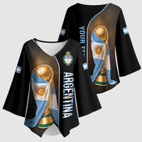 Personalized Argentina Football 2026 Kimono Sleeve Blouse Trophy Flag Pride Art