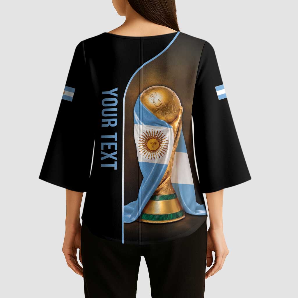 Personalized Argentina Football 2026 Kimono Sleeve Blouse Trophy Flag Pride Art