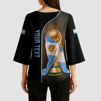 Personalized Argentina Football 2026 Kimono Sleeve Blouse Trophy Flag Pride Art