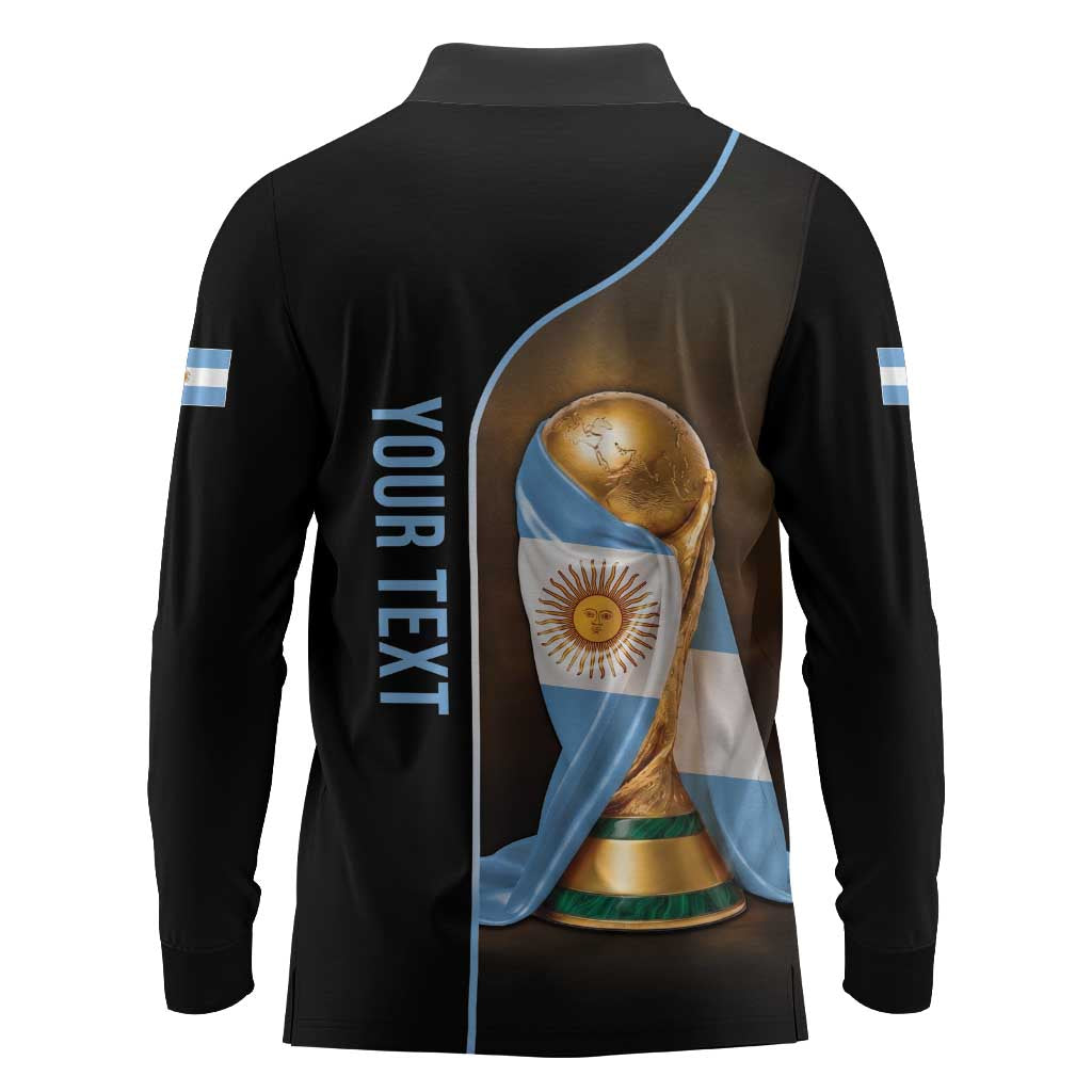 Personalized Argentina Football 2026 Long Sleeve Polo Shirt Trophy Flag Pride Art