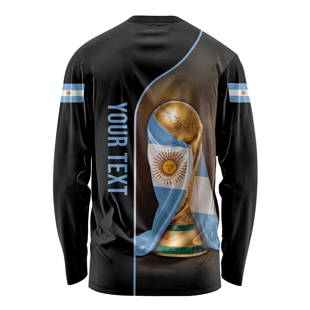 Personalized Argentina Football 2026 Long Sleeve Shirt Trophy Flag Pride Art