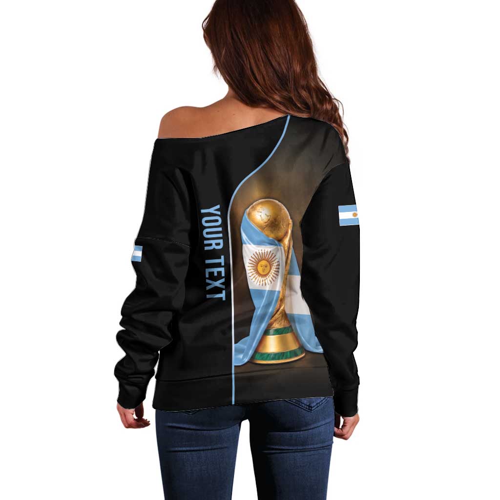 Personalized Argentina Football 2026 Off Shoulder Sweater Trophy Flag Pride Art