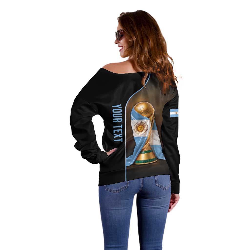 Personalized Argentina Football 2026 Off Shoulder Sweater Trophy Flag Pride Art