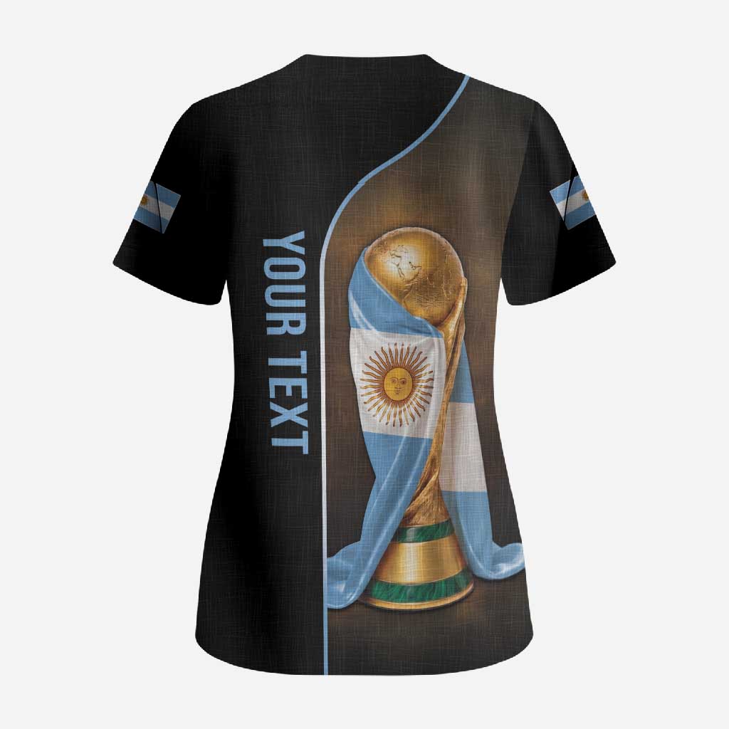 Personalized Argentina Football 2026 Scrub Top Trophy Flag Pride Art