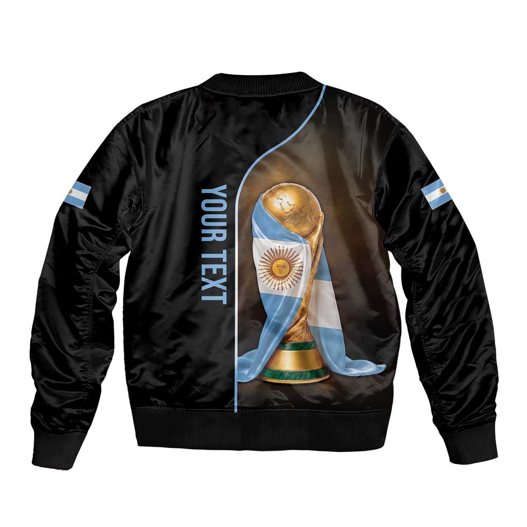 Personalized Argentina Football 2026 Sleeve Zip Bomber Jacket Trophy Flag Pride Art