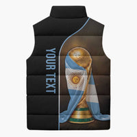 Personalized Argentina Football 2026 Sleeveless Puffer Jacket Trophy Flag Pride Art