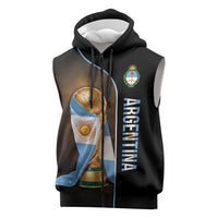 Personalized Argentina Football 2026 Sleeveless Zip Hoodie Trophy Flag Pride Art