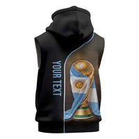 Personalized Argentina Football 2026 Sleeveless Zip Hoodie Trophy Flag Pride Art