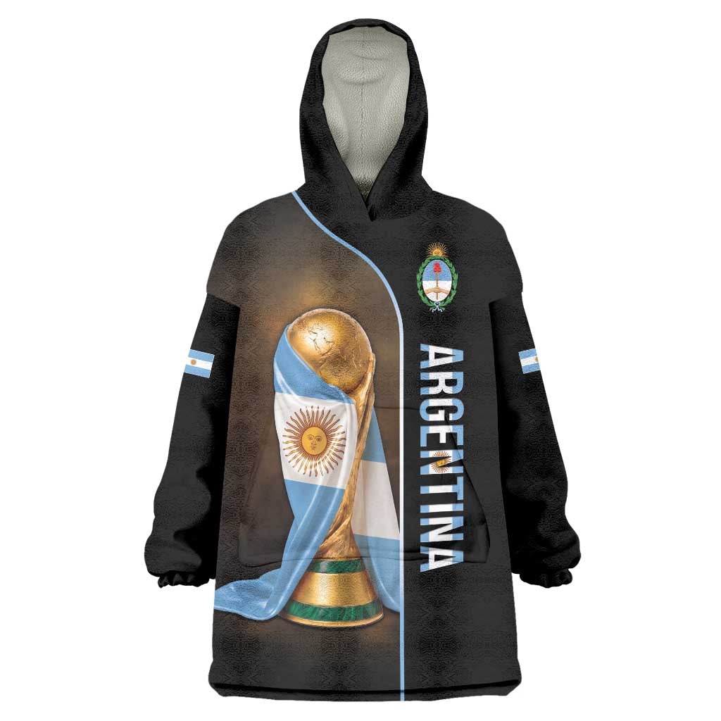 Personalized Argentina Football 2026 Wearable Blanket Hoodie Trophy Flag Pride Art