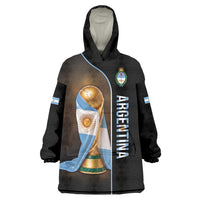 Personalized Argentina Football 2026 Wearable Blanket Hoodie Trophy Flag Pride Art