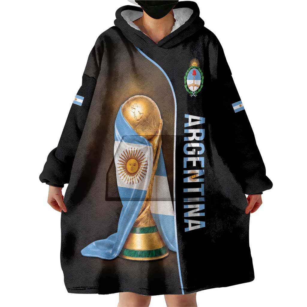 Personalized Argentina Football 2026 Wearable Blanket Hoodie Trophy Flag Pride Art