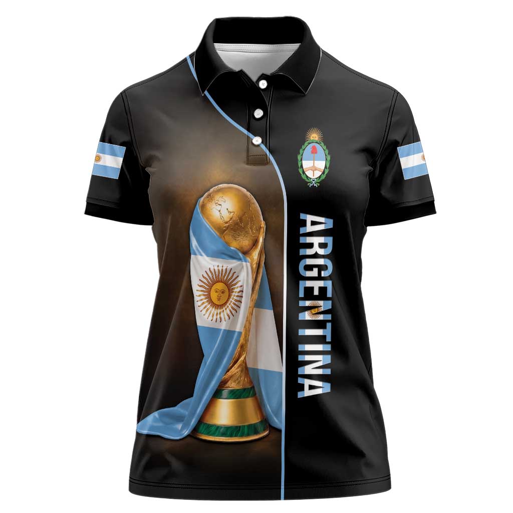 Personalized Argentina Football 2026 Women Polo Shirt Trophy Flag Pride Art