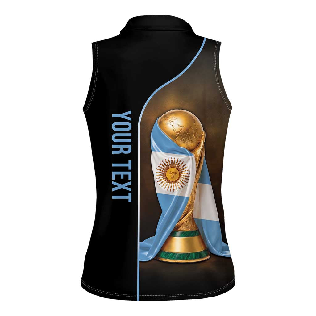 Personalized Argentina Football 2026 Women Sleeveless Polo Shirt Trophy Flag Pride Art