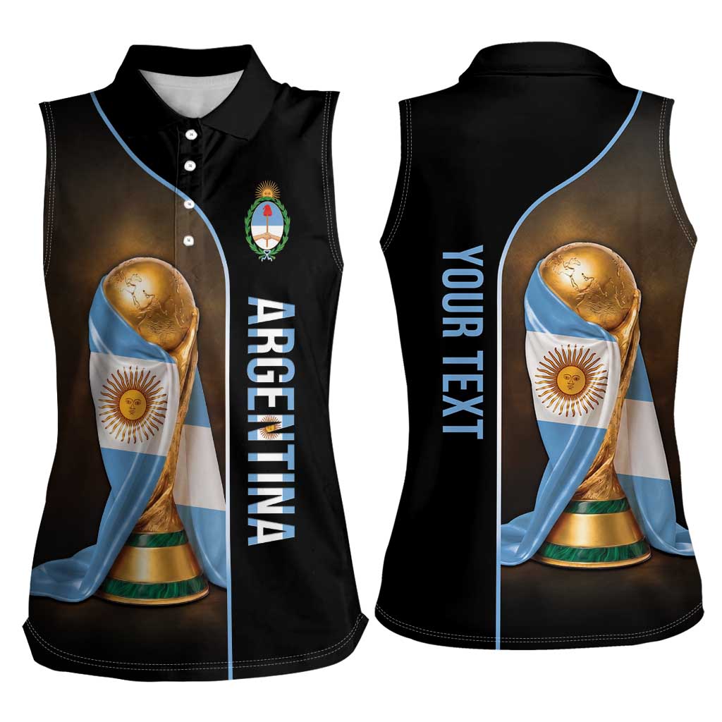 Personalized Argentina Football 2026 Women Sleeveless Polo Shirt Trophy Flag Pride Art