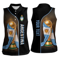 Personalized Argentina Football 2026 Women Sleeveless Polo Shirt Trophy Flag Pride Art