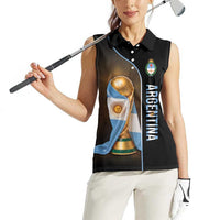 Personalized Argentina Football 2026 Women Sleeveless Polo Shirt Trophy Flag Pride Art