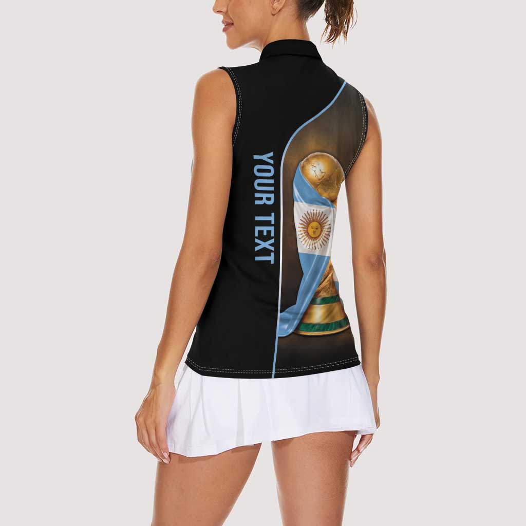 Personalized Argentina Football 2026 Women Sleeveless Polo Shirt Trophy Flag Pride Art