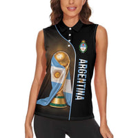 Personalized Argentina Football 2026 Women Sleeveless Polo Shirt Trophy Flag Pride Art