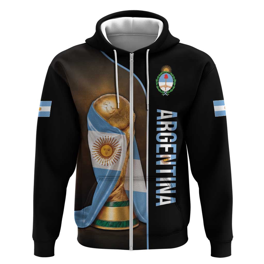 Personalized Argentina Football 2026 Zip Hoodie Trophy Flag Pride Art