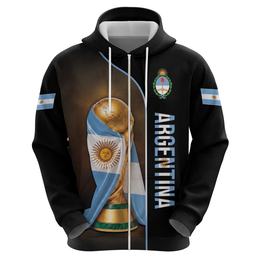Personalized Argentina Football 2026 Zip Hoodie Trophy Flag Pride Art
