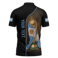 Personalized Argentina Football 2026 Zipper Polo Shirt Trophy Flag Pride Art