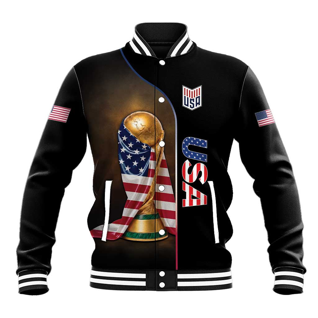 Personalized  USA Football 2026 Baseball Jacket Trophy Flag Pride Art