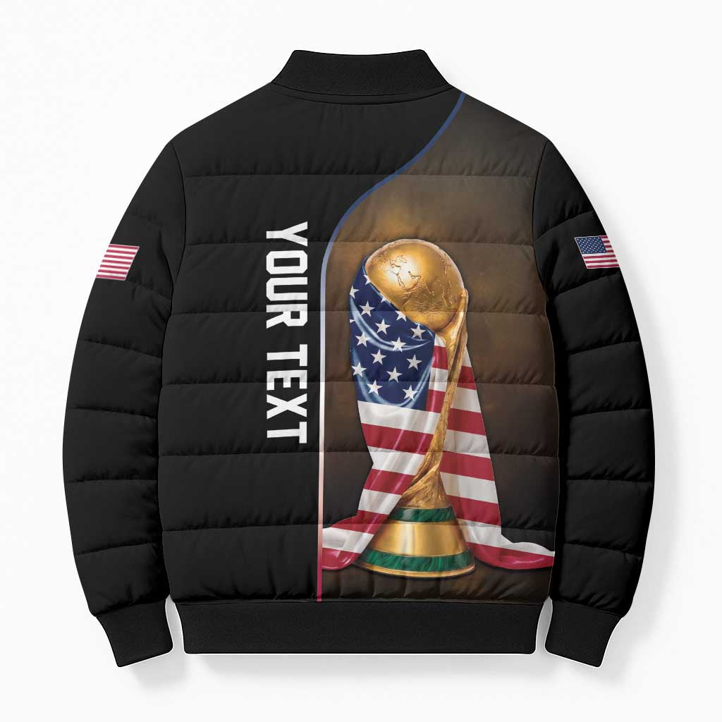 Personalized  USA Football 2026 Bomber Puffer Jacket Trophy Flag Pride Art