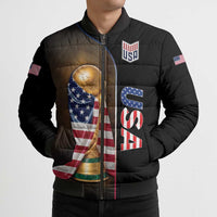 Personalized  USA Football 2026 Bomber Puffer Jacket Trophy Flag Pride Art