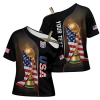 Personalized  USA Football 2026 Cross Shoulder Shirt Trophy Flag Pride Art