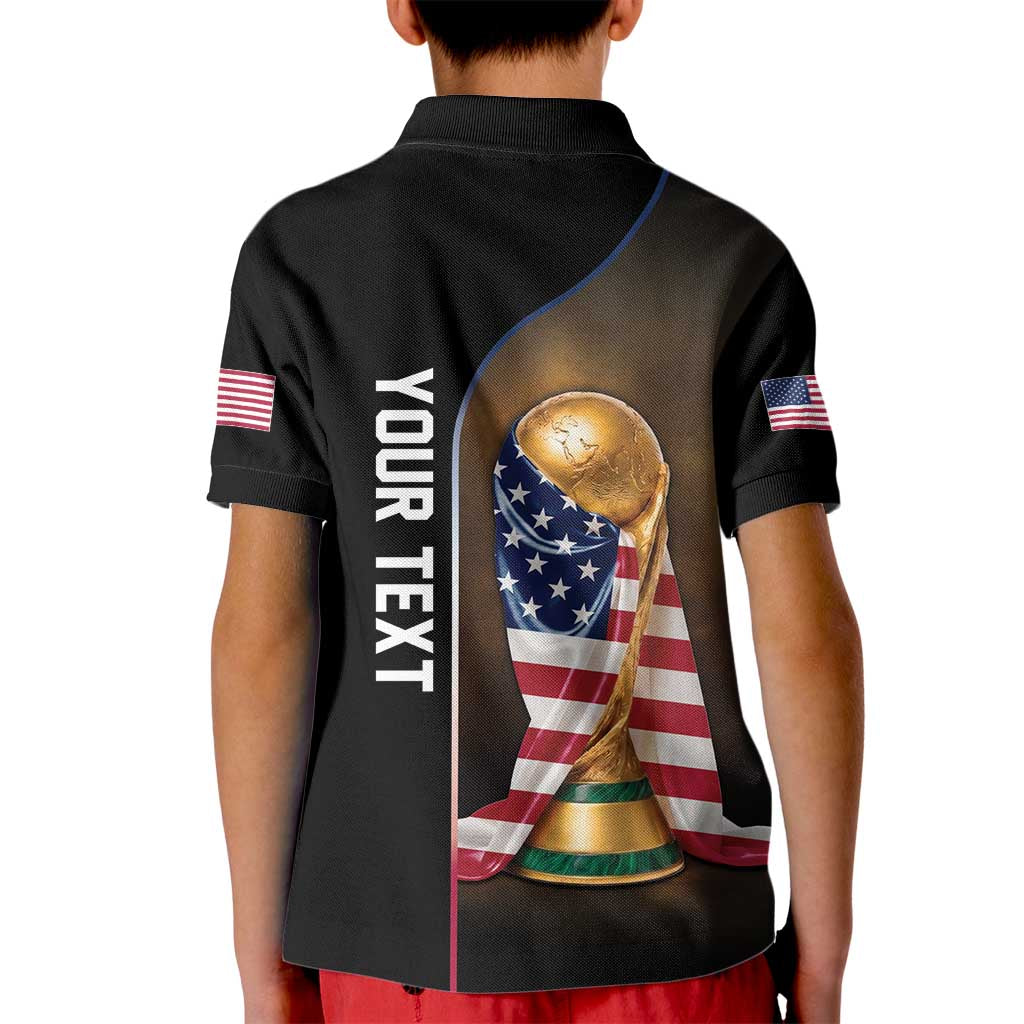 Personalized  USA Football 2026 Kid Polo Shirt Trophy Flag Pride Art