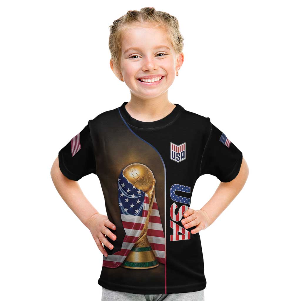 Personalized  USA Football 2026 Kid T Shirt Trophy Flag Pride Art