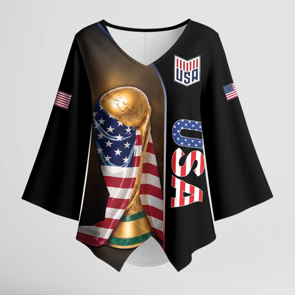Personalized  USA Football 2026 Kimono Sleeve Blouse Trophy Flag Pride Art