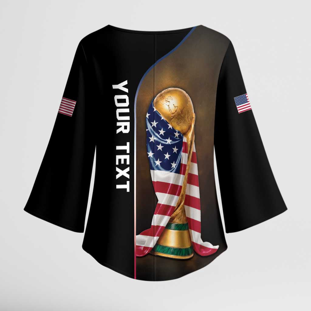 Personalized  USA Football 2026 Kimono Sleeve Blouse Trophy Flag Pride Art