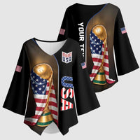 Personalized  USA Football 2026 Kimono Sleeve Blouse Trophy Flag Pride Art