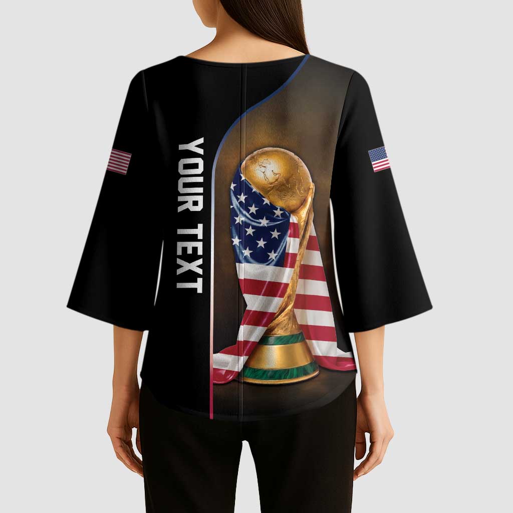 Personalized  USA Football 2026 Kimono Sleeve Blouse Trophy Flag Pride Art