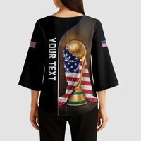 Personalized  USA Football 2026 Kimono Sleeve Blouse Trophy Flag Pride Art