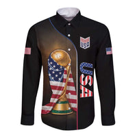 Personalized  USA Football 2026 Long Sleeve Button Shirt Trophy Flag Pride Art