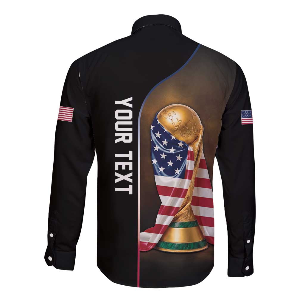 Personalized  USA Football 2026 Long Sleeve Button Shirt Trophy Flag Pride Art