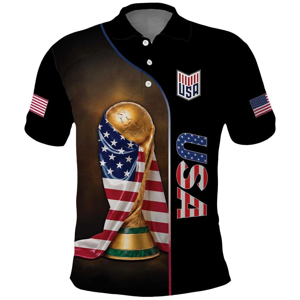 Personalized  USA Football 2026 Polo Shirt Trophy Flag Pride Art