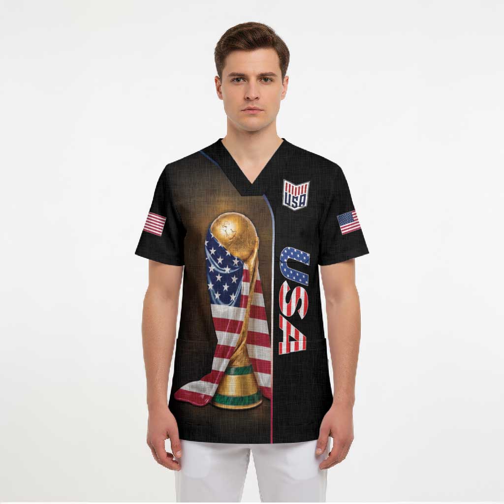 Personalized  USA Football 2026 Scrub Top Trophy Flag Pride Art