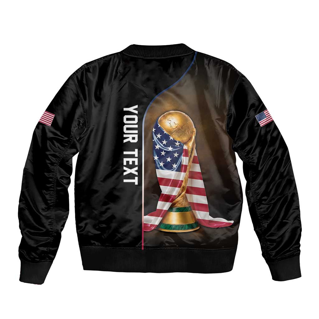Personalized  USA Football 2026 Sleeve Zip Bomber Jacket Trophy Flag Pride Art